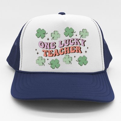 Retro Shamrock One Lucky Teacher St. Patrick's Day School Trucker Hat