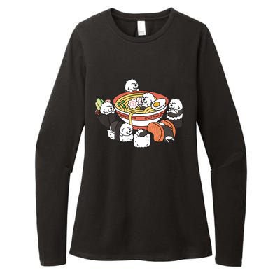 Ramen Sushi Old English Sheepdog Dog Premium Womens CVC Long Sleeve Shirt