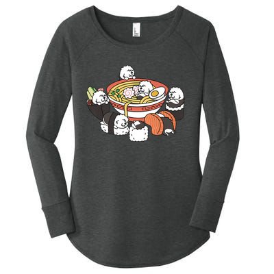 Ramen Sushi Old English Sheepdog Dog Premium Women's Perfect Tri Tunic Long Sleeve Shirt