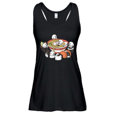 Ramen Sushi Old English Sheepdog Dog Premium Ladies Essential Flowy Tank