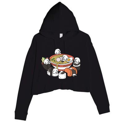 Ramen Sushi Old English Sheepdog Dog Premium Crop Fleece Hoodie