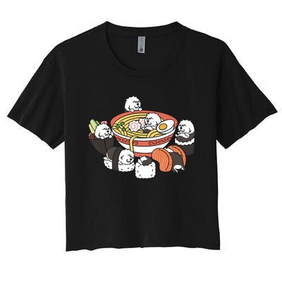 Ramen Sushi Old English Sheepdog Dog Premium Women's Crop Top Tee