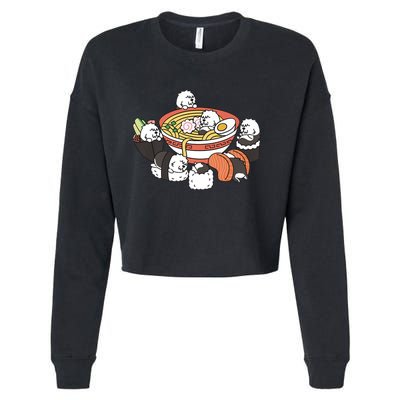 Ramen Sushi Old English Sheepdog Dog Premium Cropped Pullover Crew