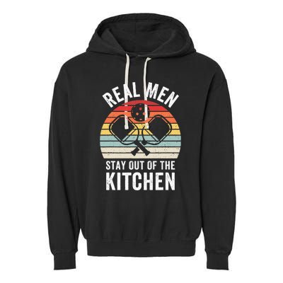 Real Stay Out of the Kitchen Funny Pickleball Vintage Garment-Dyed Fleece Hoodie