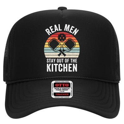 Real Stay Out of the Kitchen Funny Pickleball Vintage High Crown Mesh Back Trucker Hat