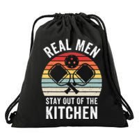 Real Stay Out of the Kitchen Funny Pickleball Vintage Drawstring Bag