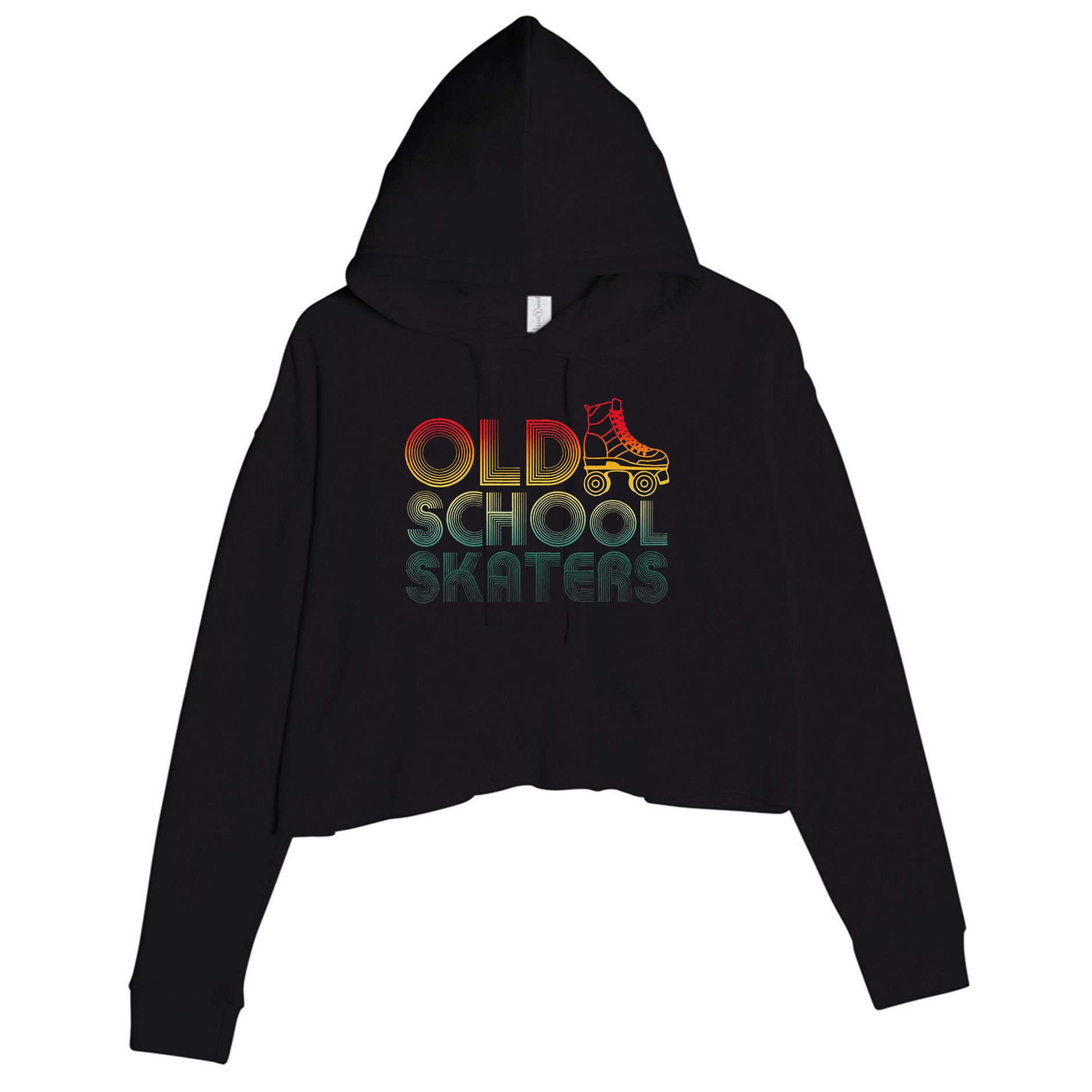 Roller Skates Old School Vintage Derby Funky 70’s Party Crop Fleece Hoodie