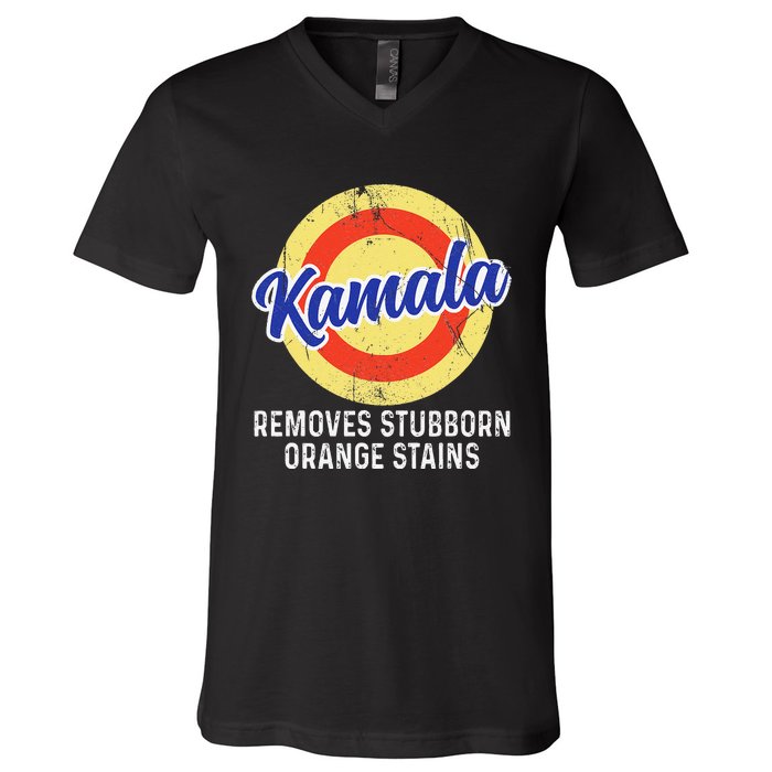 Removes Stubborn Orange Stains Funny Kamala 2024 Election Gift V-Neck T-Shirt