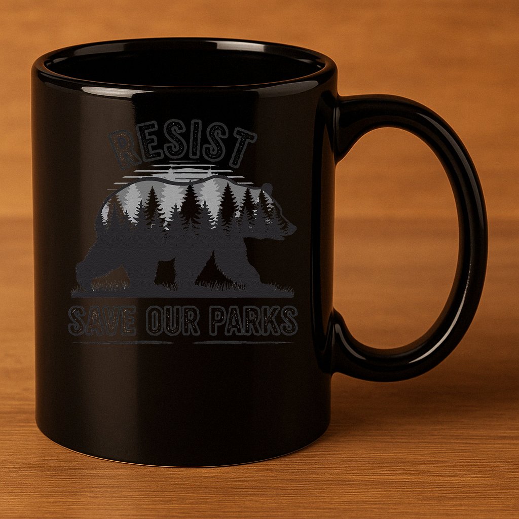 Resist Save Our Parks Bear Nature Conservation present 11oz C Handle Ceramic Mug