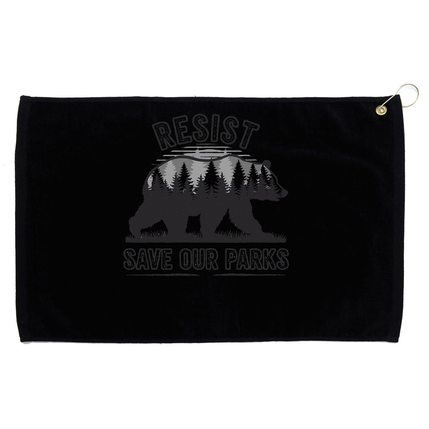 Resist Save Our Parks Bear Nature Conservation present Grommeted Golf Towel