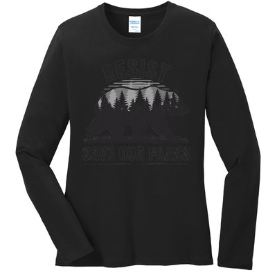 Resist Save Our Parks Bear Nature Conservation present Ladies Long Sleeve Shirt