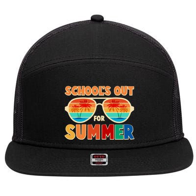 Retro Schools Out For Summer 7 Panel Mesh Trucker Snapback Hat