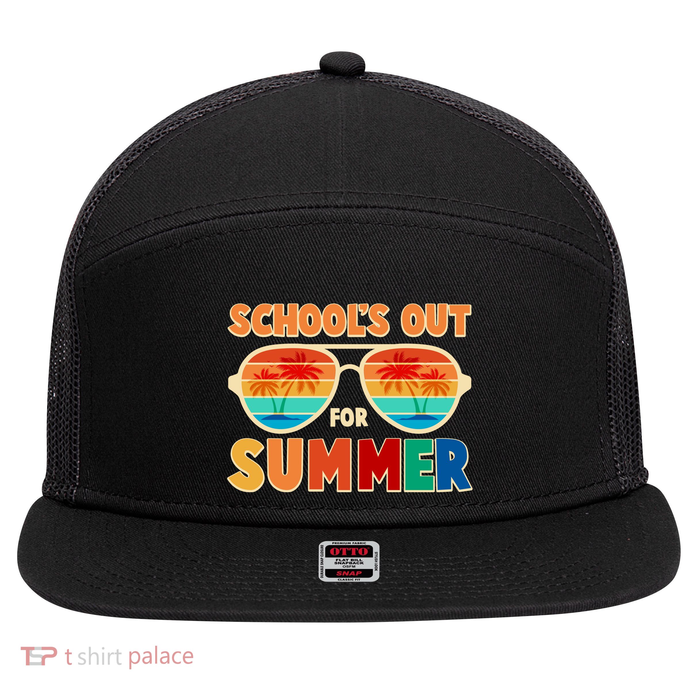 Retro Schools Out For Summer 7 Panel Mesh Trucker Snapback Hat