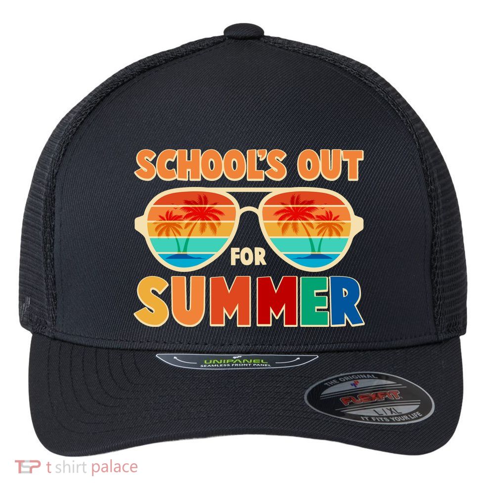 Retro Schools Out For Summer Flexfit Unipanel Trucker Cap