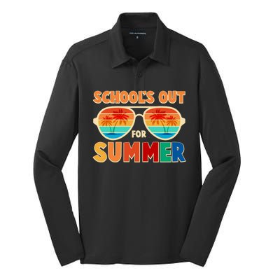 Retro Schools Out For Summer Silk Touch Performance Long Sleeve Polo