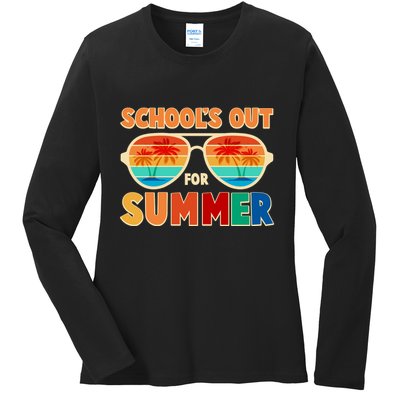 Retro Schools Out For Summer Ladies Long Sleeve Shirt