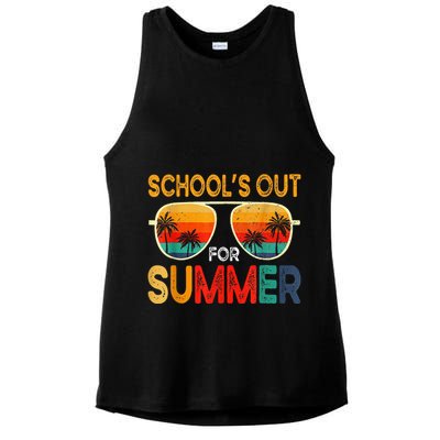 Retro Schools Out For Summer Ladies PosiCharge Tri-Blend Wicking Tank