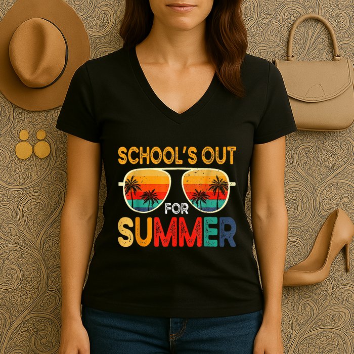 Retro Schools Out For Summer Women's V-Neck T-Shirt