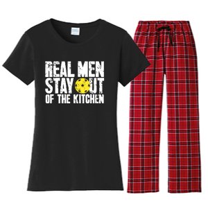 Real Stay Out Of The Kitchen Funny Pickleball Women's Flannel Pajama Set