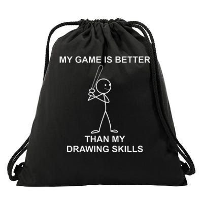 retro Stick people saying for baseball players. Drawstring Bag