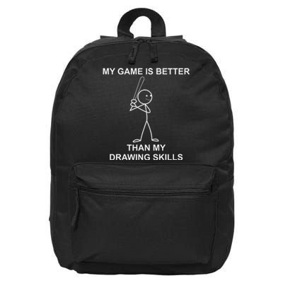 retro Stick people saying for baseball players. 16 in Basic Backpack