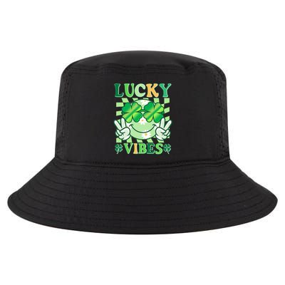 Retro St Patricks Day Lucky Vibes Peace Smiley Emoji Cool Comfort Performance Bucket Hat