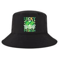 Retro St Patricks Day Lucky Vibes Peace Smiley Emoji Cool Comfort Performance Bucket Hat