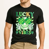 Retro St Patricks Day Lucky Vibes Peace Smiley Emoji Cooling Performance Crew T-Shirt