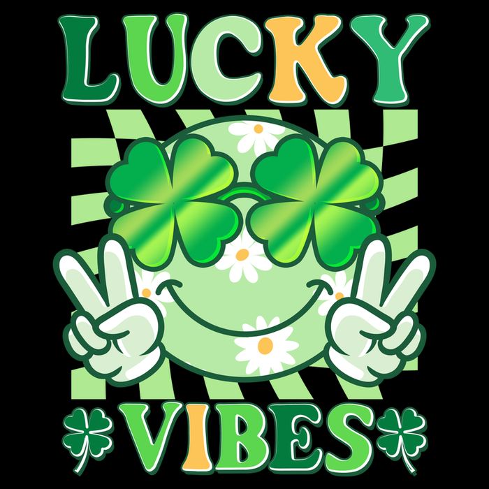 Retro St Patricks Day Lucky Vibes Peace Smiley Emoji 16 in Basic Backpack