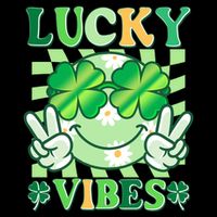 Retro St Patricks Day Lucky Vibes Peace Smiley Emoji Cooling Performance Long Sleeve Crew
