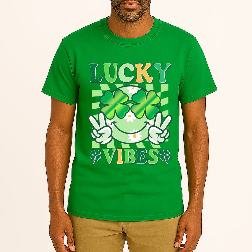 Retro St Patricks Day Lucky Vibes Peace Smiley Emoji Tall T-Shirt