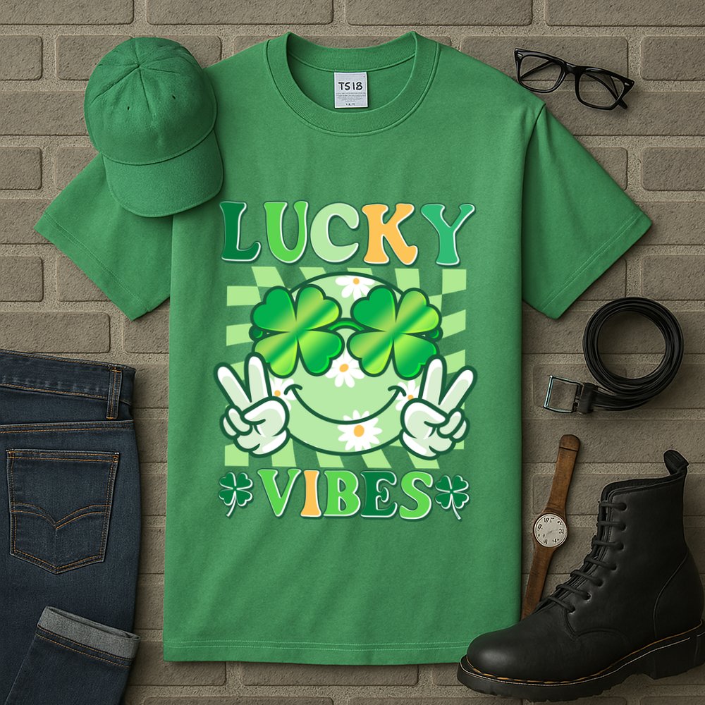 Retro St Patricks Day Lucky Vibes Peace Smiley Emoji Tall T-Shirt