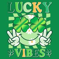 Retro St Patricks Day Lucky Vibes Peace Smiley Emoji Poster