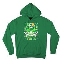 Retro St Patricks Day Lucky Vibes Peace Smiley Emoji Tall Hoodie