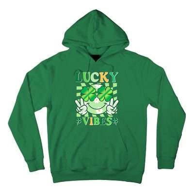 Retro St Patricks Day Lucky Vibes Peace Smiley Emoji Tall Hoodie