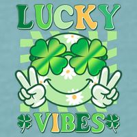 Retro St Patricks Day Lucky Vibes Peace Smiley Emoji Sueded Cloud Jersey T-Shirt