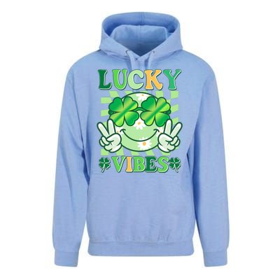 Retro St Patricks Day Lucky Vibes Peace Smiley Emoji Unisex Surf Hoodie