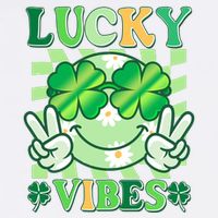 Retro St Patricks Day Lucky Vibes Peace Smiley Emoji Garment-Dyed Sweatshirt