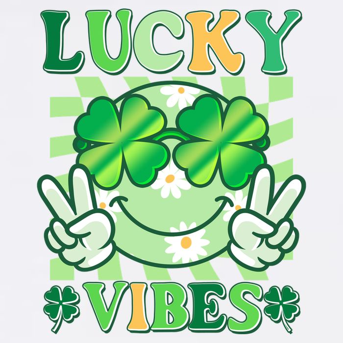 Retro St Patricks Day Lucky Vibes Peace Smiley Emoji Garment-Dyed Sweatshirt