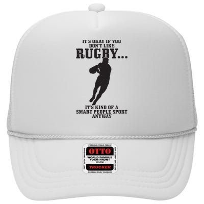 Rugby Smart People Sport Funny Rugby Player High Crown Mesh Back Trucker Hat