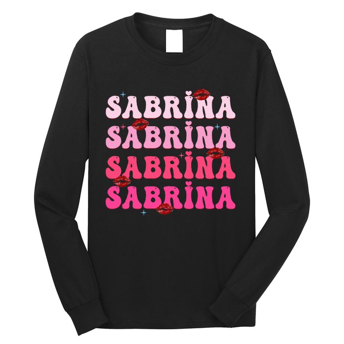 Retro Sabrina Personalized Name I Love Sabrina Groovy Meme Long Sleeve Shirt