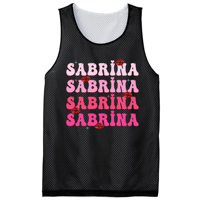 Retro Sabrina Personalized Name I Love Sabrina Groovy Meme Mesh Reversible Basketball Jersey Tank