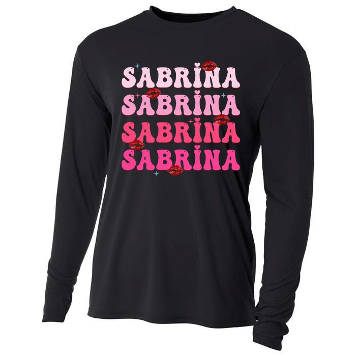 Retro Sabrina Personalized Name I Love Sabrina Groovy Meme Cooling Performance Long Sleeve Crew