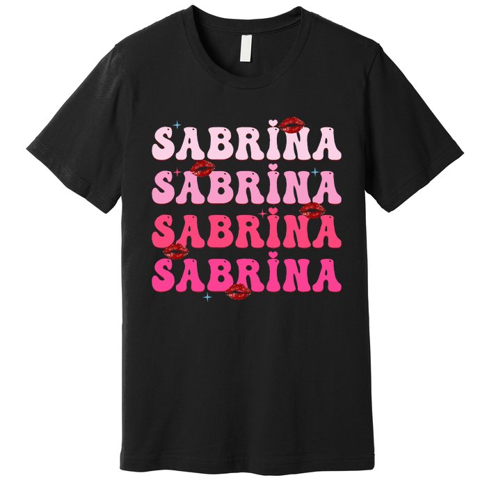 Retro Sabrina Personalized Name I Love Sabrina Groovy Meme Premium T-Shirt