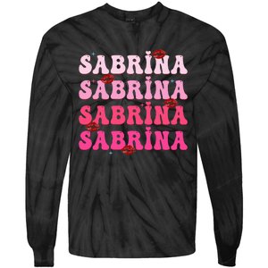 Retro Sabrina Personalized Name I Love Sabrina Groovy Meme Tie-Dye Long Sleeve Shirt