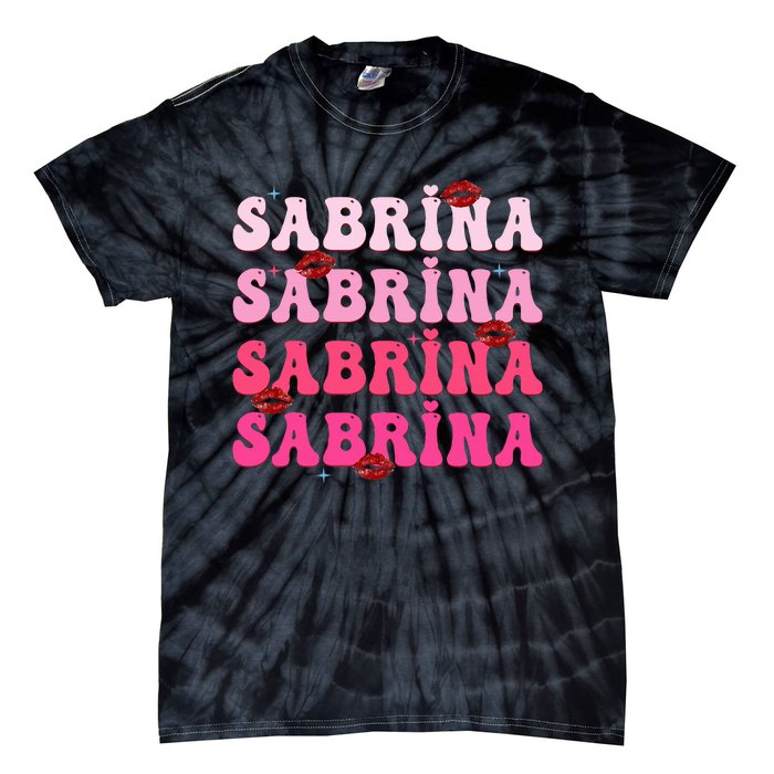 Retro Sabrina Personalized Name I Love Sabrina Groovy Meme Tie-Dye T-Shirt