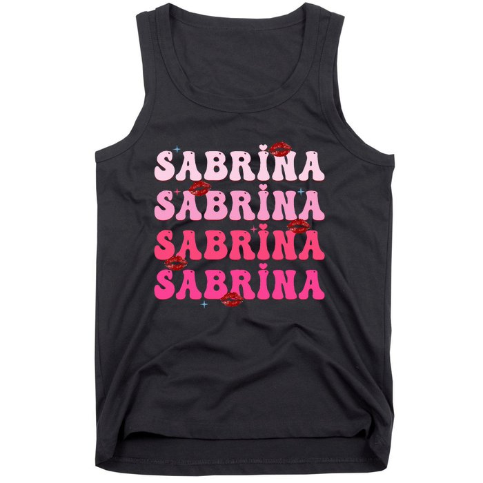 Retro Sabrina Personalized Name I Love Sabrina Groovy Meme Tank Top