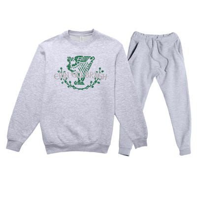 Retro St Patricks Day Erin Go Bragh Premium Crewneck Sweatsuit Set