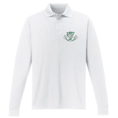 Retro St Patricks Day Erin Go Bragh Performance Long Sleeve Polo