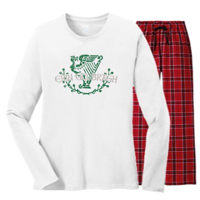 Retro St Patricks Day Erin Go Bragh Women's Long Sleeve Flannel Pajama Set 